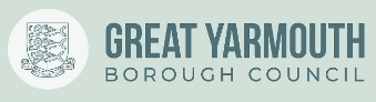 Great Yarmouth Borough Council logo designed with a coat of arms and the council's name in modern typography.
