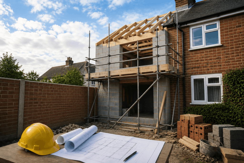 'Party wall surveyors inspecting boundary construction work in London'.